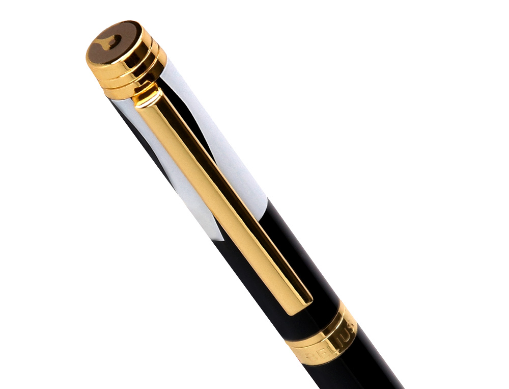 BOLIGRAFO BELIUS DUALITA CUERPO NEGRO COLOR BLANCO TINTA AZUL CAJA DE DISEÑO