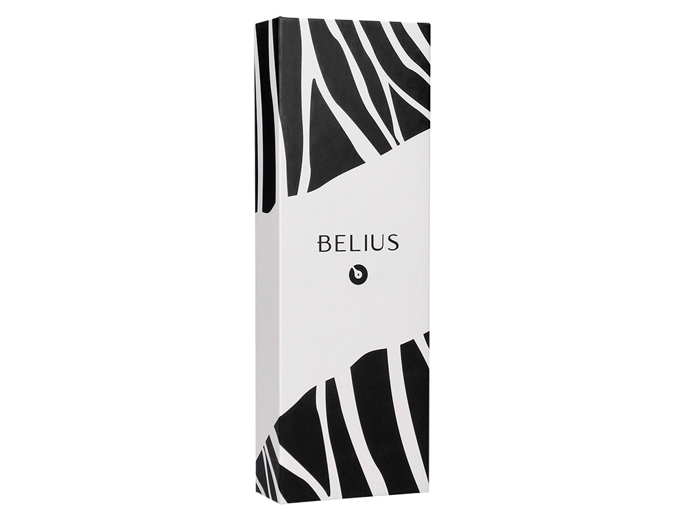 BOLIGRAFO BELIUS DUALITA CUERPO NEGRO COLOR BLANCO TINTA AZUL CAJA DE DISEÑO