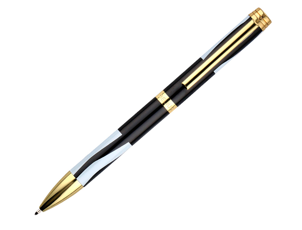 BOLIGRAFO BELIUS DUALITA CUERPO NEGRO COLOR BLANCO TINTA AZUL CAJA DE DISEÑO