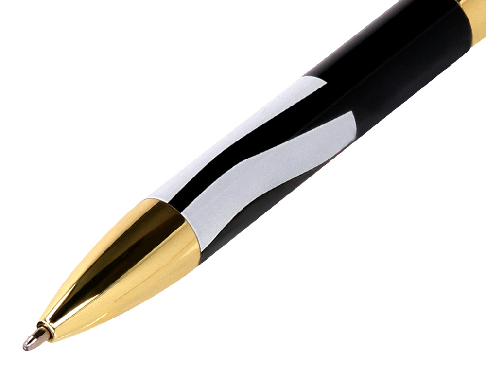 BOLIGRAFO BELIUS DUALITA CUERPO NEGRO COLOR BLANCO TINTA AZUL CAJA DE DISEÑO