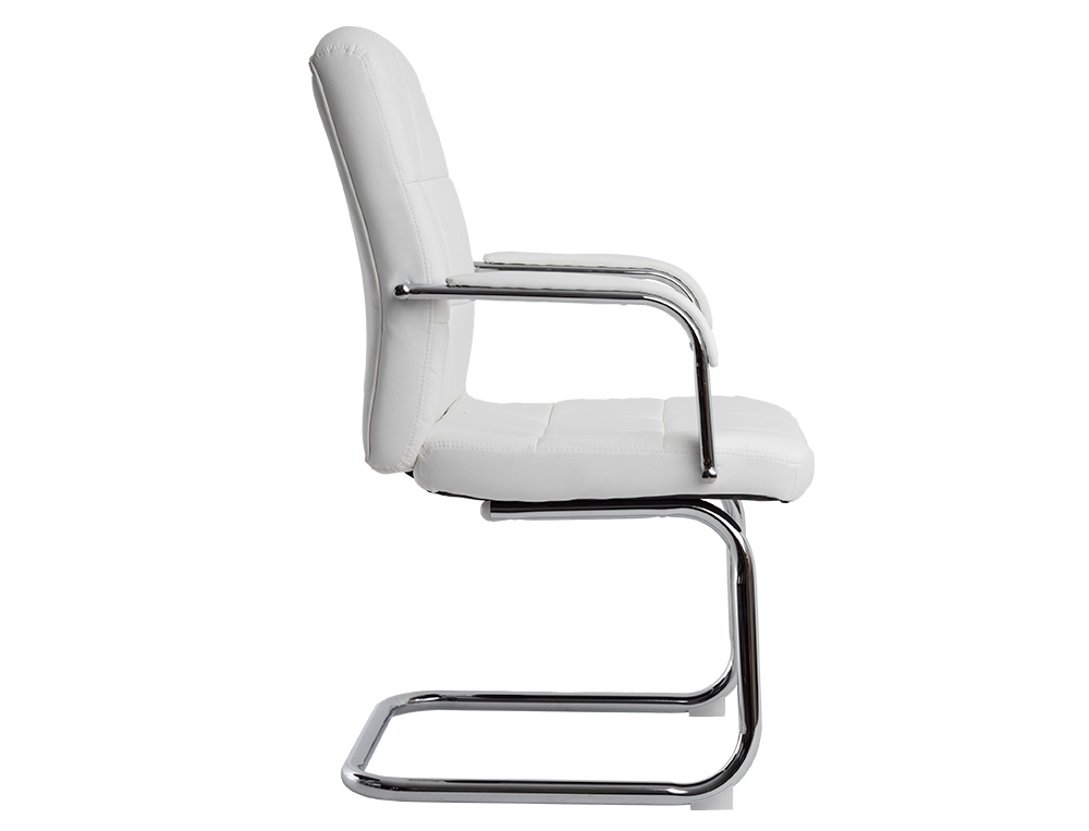 SILLA Q-CONNECT ESCRITORIO PIA VE SIMIL PIEL BASE METALICA ALT MAX 1050 ANC 610 PROF 680 COLOR BLANCO