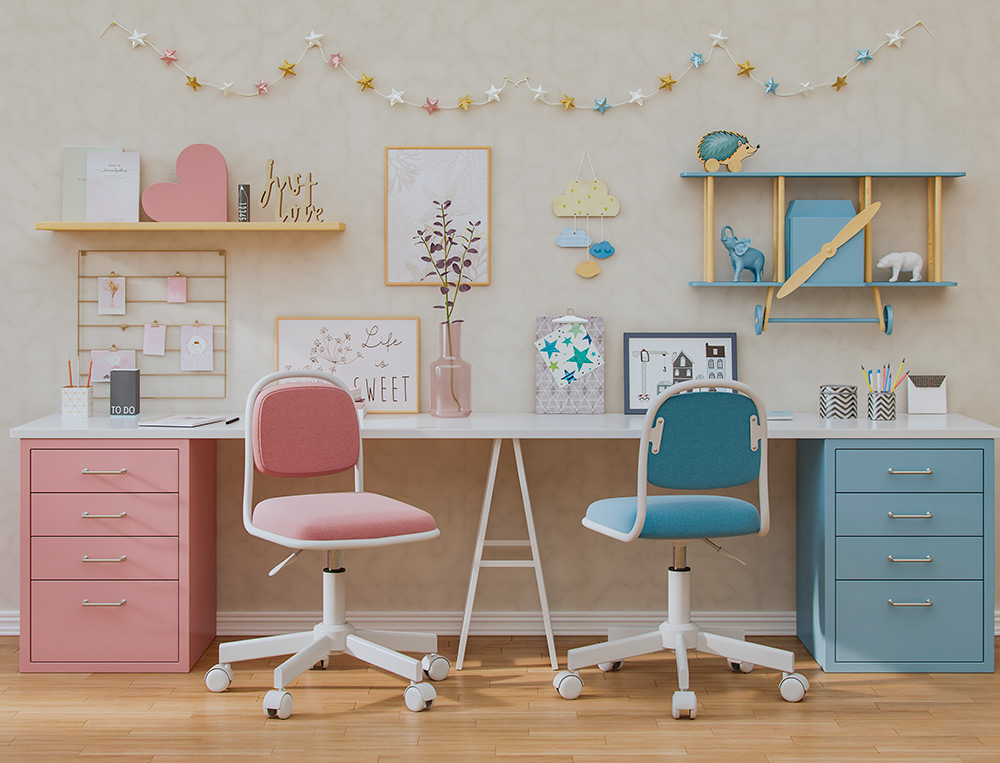 SILLA Q-CONNECT INFANTIL BARI ESCRITORIO COLOR AZUL ALT MAX 795 ANC 390 PROF 350 MM