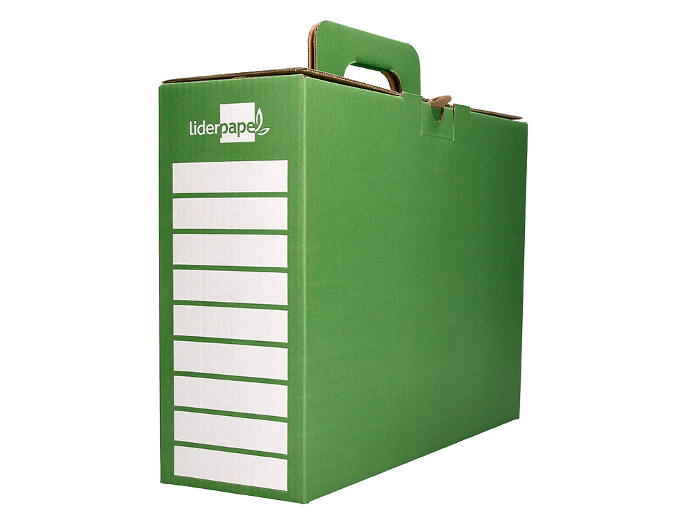 CAJA CHEQUE-LIBRO LIDERPAPEL PARA MATERIAL ESCOLAR CARTON REFORZADO CON ASA COLOR VERDE 393X120X393 MM