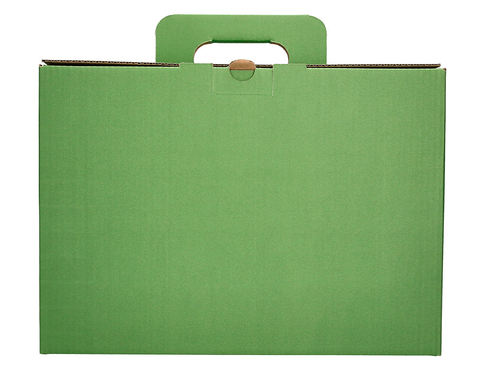 CAJA CHEQUE-LIBRO LIDERPAPEL PARA MATERIAL ESCOLAR CARTON REFORZADO CON ASA COLOR VERDE 393X120X393 MM
