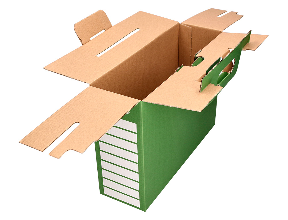 CAJA CHEQUE-LIBRO LIDERPAPEL PARA MATERIAL ESCOLAR CARTON REFORZADO CON ASA COLOR VERDE 393X120X393 MM