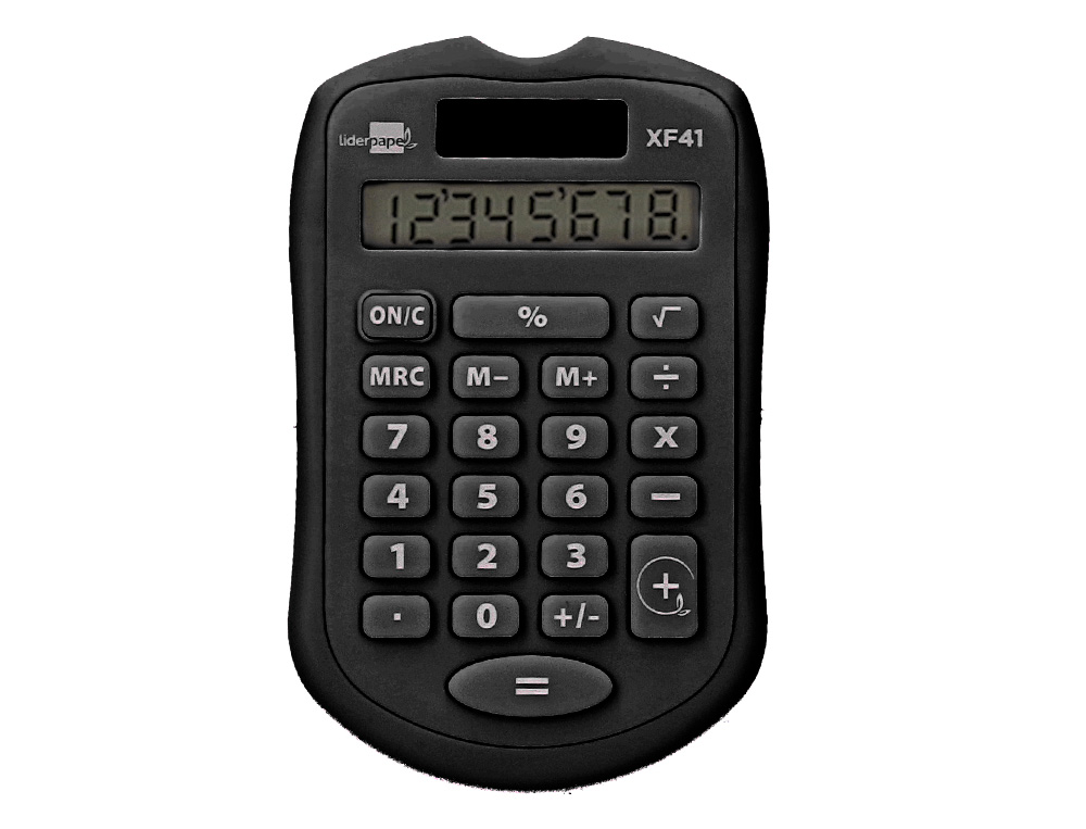 CALCULADORA LIDERPAPEL BOLSILLO XF43 8 DIGITOS SOLAR Y PILAS COLOR NEGRO 94X59,5X10,5MM