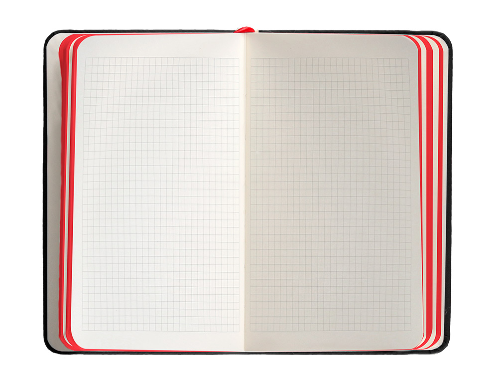 CUADERNO CON GOMILLA ANTARTIK NOTES TAPA DURA A6 HOJAS CUADRICULA NEGRO Y ROJO 100 HOJAS 80 GR FSC
