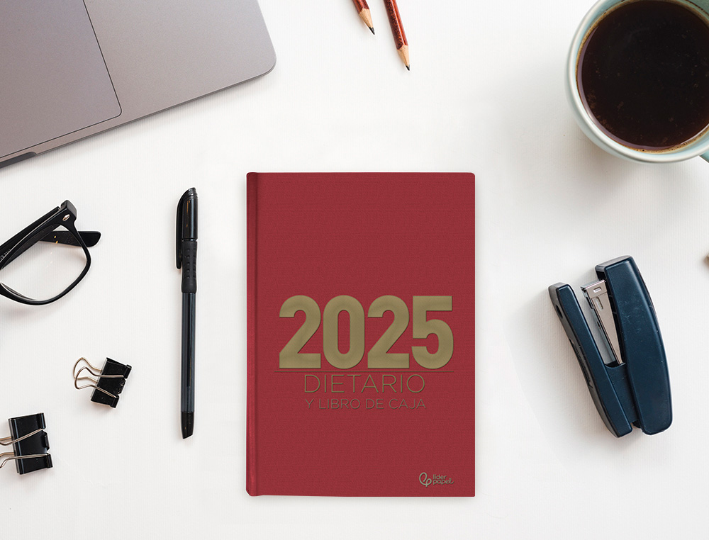 DIETARIO LIDERPAPEL 2025 CUARTO 15X21,5 CM COLOR ROJO PAPEL 70 GR