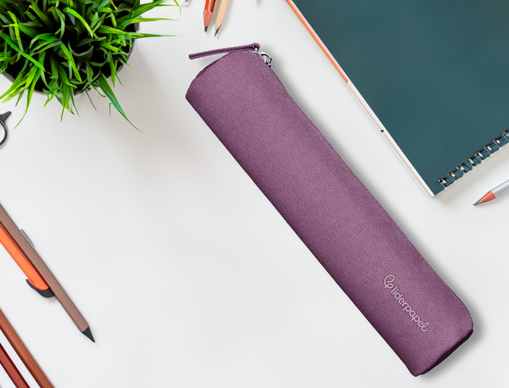 ESTUCHE PORTATODO LIDERPAPEL SLIM CILINDRICO 220X45MM MORADO EMPOLVADO
