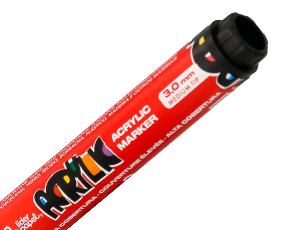 ROTULADOR LIDERPAPEL ACRYLIC BASE AGUA TODO TIPO DE SUPERFICIE PUNTA REDONDA 3 MM CAJA DE 12 UNIDADES COLORES SURTIDOS