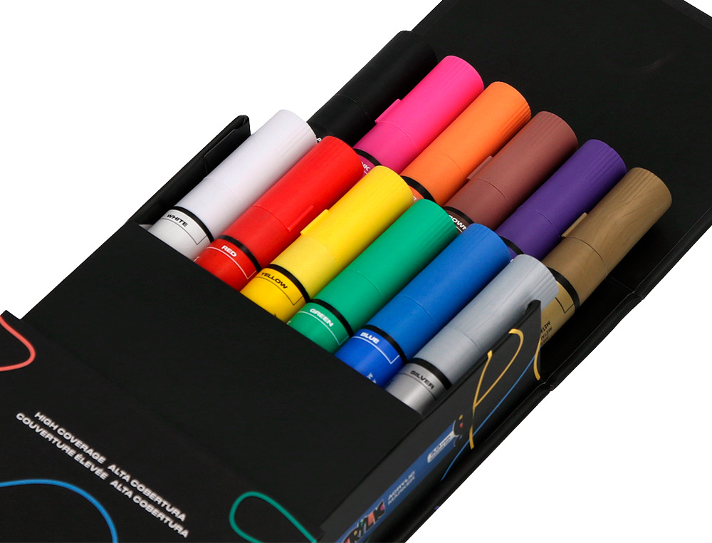 ROTULADOR LIDERPAPEL ACRYLIC BASE AGUA TODO TIPO DE SUPERFICIE PUNTA REDONDA 3 MM CAJA DE 12 UNIDADES COLORES SURTIDOS