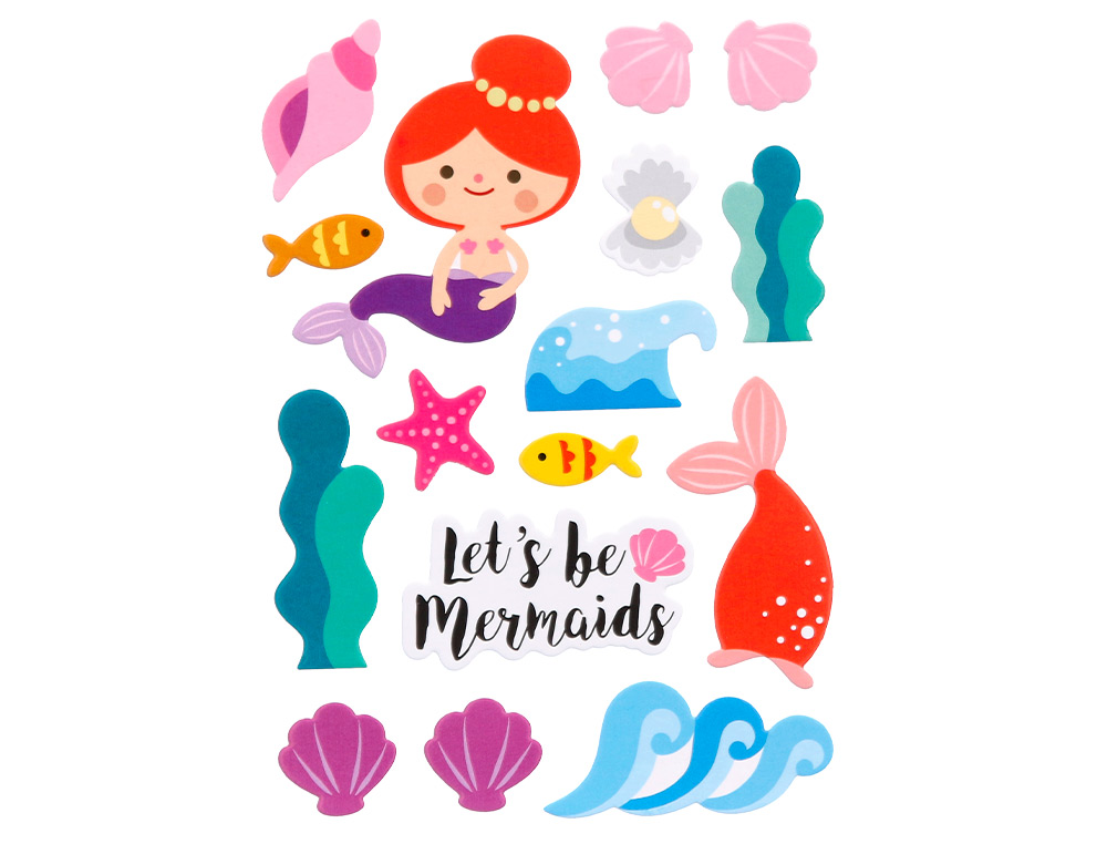PEGATINAS IMAGINOVO SIRENAS MAGIC DREAMS CON RELIEVE 210X130 MM EN BLISTER
