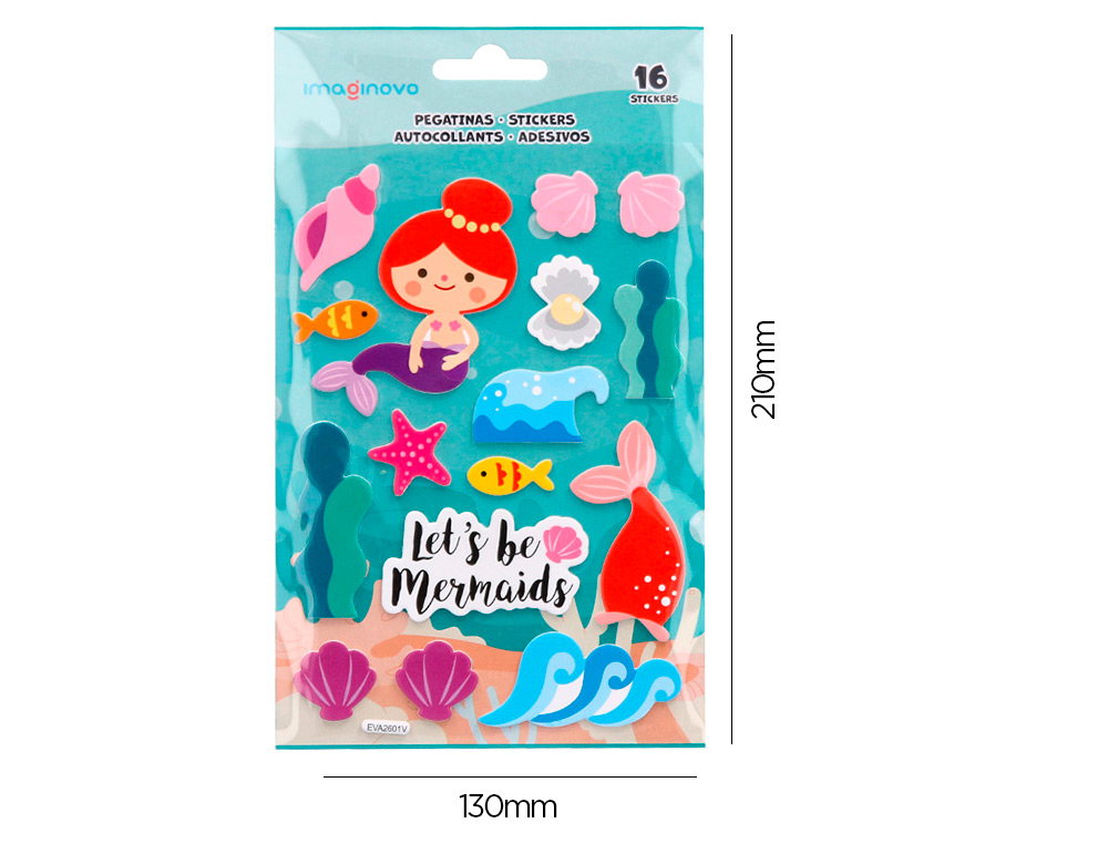 PEGATINAS IMAGINOVO SIRENAS MAGIC DREAMS CON RELIEVE 210X130 MM EN BLISTER