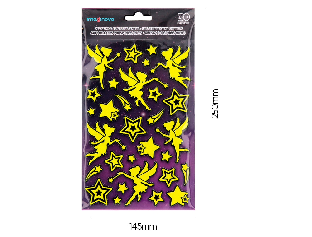 PEGATINAS IMAGINOVO LUMINOSAS HADAS CON RELIEVE 190X105 MM EN BLISTER