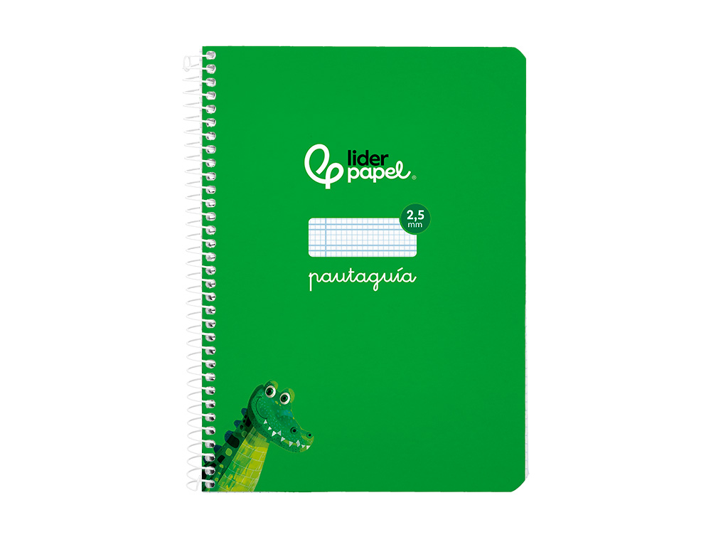 CUADERNO ESPIRAL LIDERPAPEL A5 PAUTAGUIA TAPA BLANDA 40H 75GR CUADRO PAUTADO 2,5MM COLOR VERDE