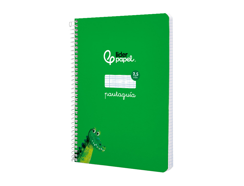 CUADERNO ESPIRAL LIDERPAPEL A5 PAUTAGUIA TAPA BLANDA 40H 75GR CUADRO PAUTADO 2,5MM COLOR VERDE