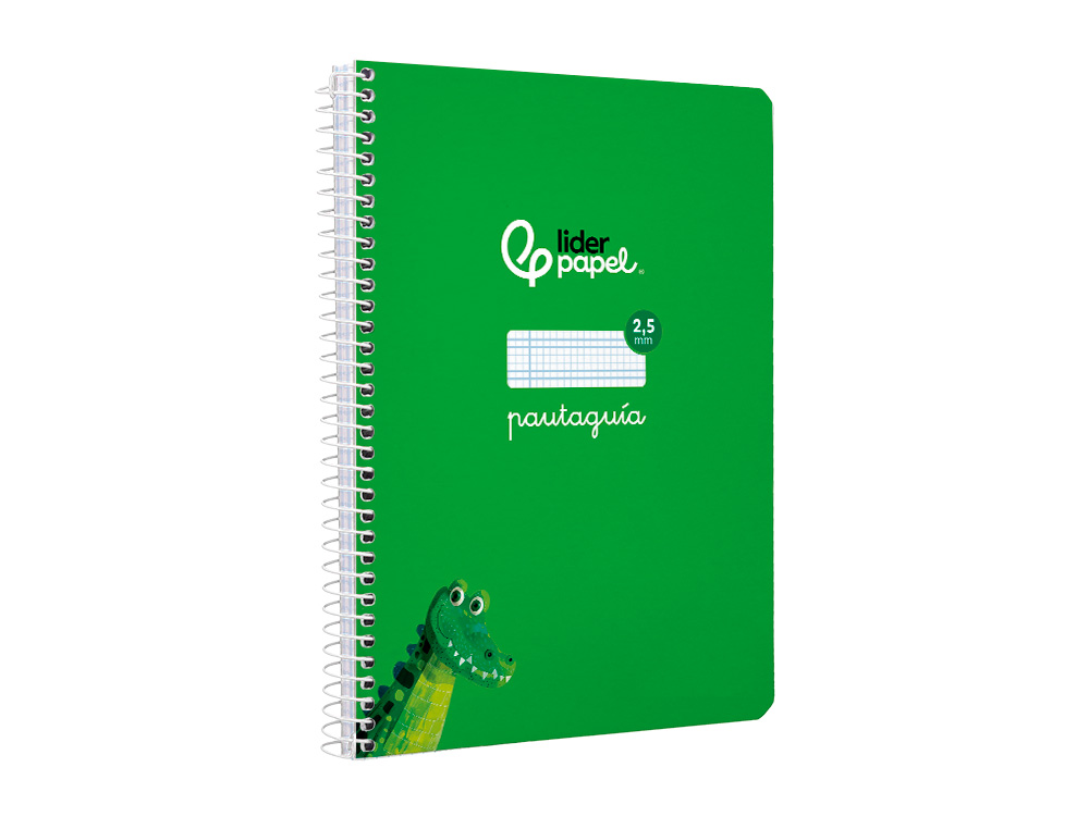 CUADERNO ESPIRAL LIDERPAPEL A5 PAUTAGUIA TAPA BLANDA 40H 75GR CUADRO PAUTADO 2,5MM COLOR VERDE