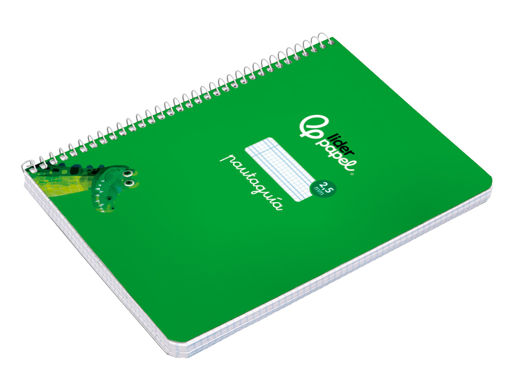 CUADERNO ESPIRAL LIDERPAPEL A5 PAUTAGUIA TAPA BLANDA 40H 75GR CUADRO PAUTADO 2,5MM COLOR VERDE