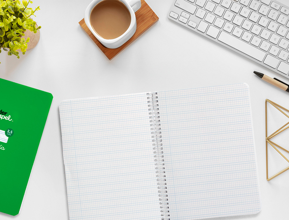 CUADERNO ESPIRAL LIDERPAPEL A5 PAUTAGUIA TAPA BLANDA 40H 75GR CUADRO PAUTADO 2,5MM COLOR VERDE