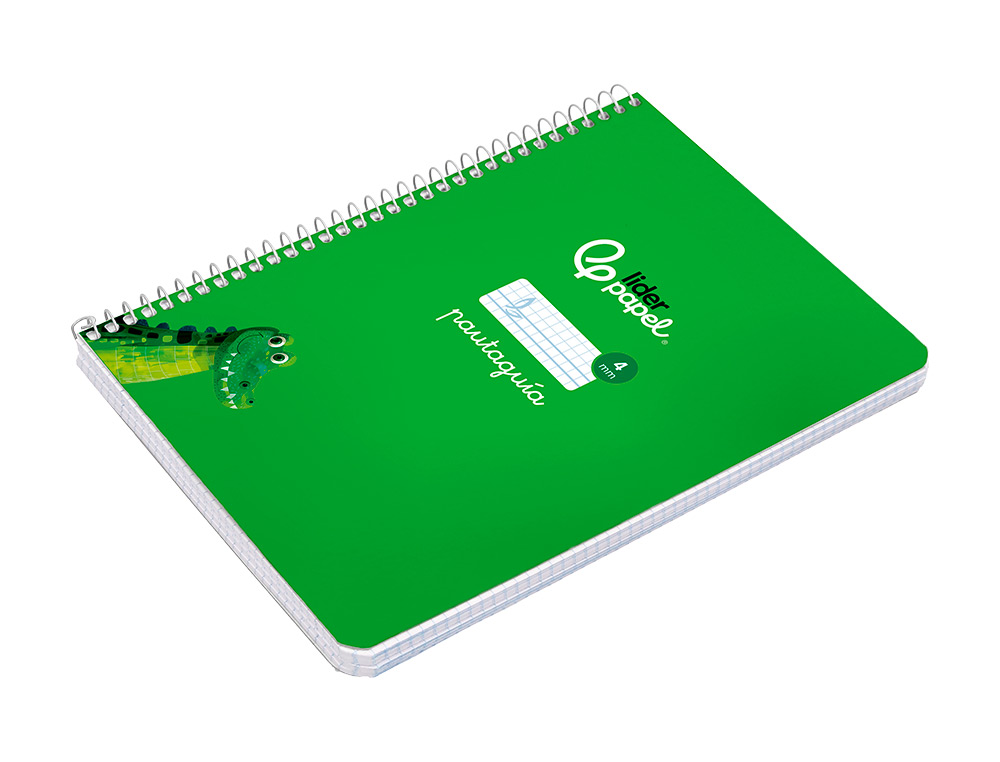 CUADERNO ESPIRAL LIDERPAPEL A5 PAUTAGUIA TAPA DURA 80H 90GR CUADRO PAUTADO 4MM COLOR VERDE