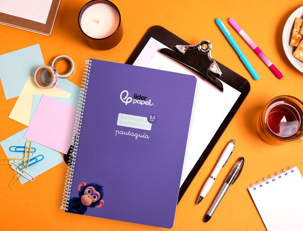 CUADERNO ESPIRAL LIDERPAPEL A4 PAUTAGUIA TAPA BLANDA 80H 75 GR CUADRO PAUTADO 2,5MM COLOR LILA