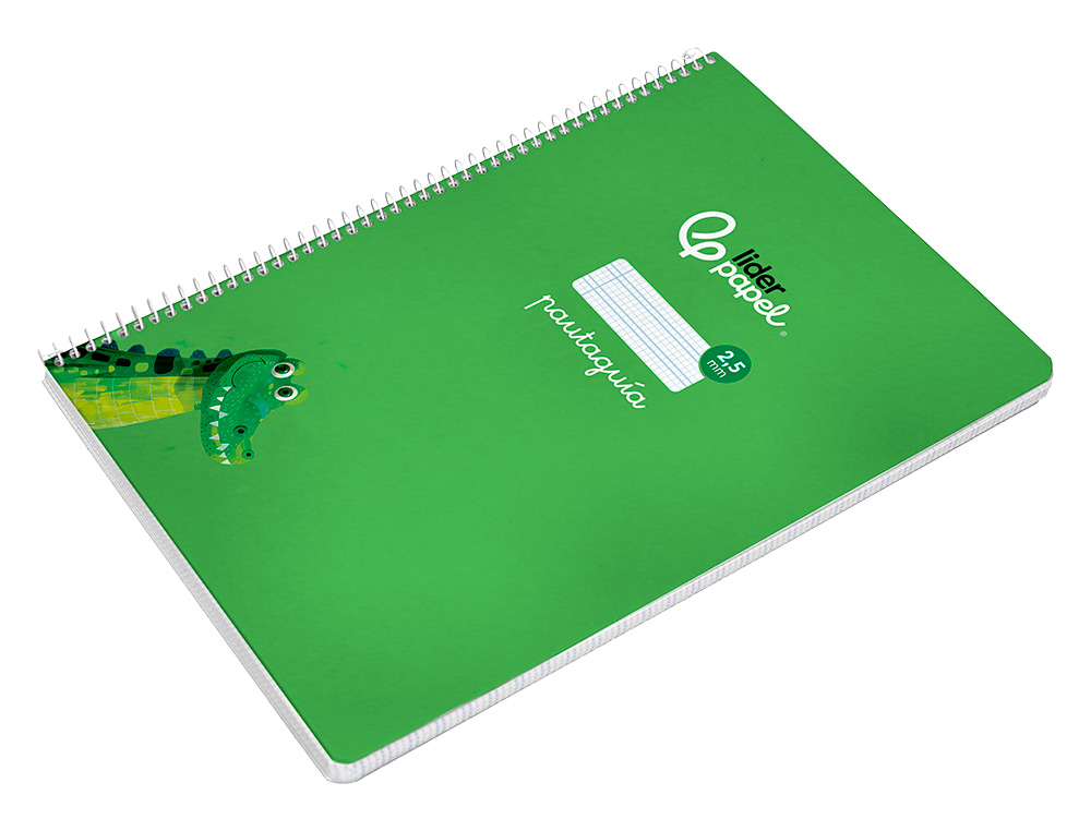CUADERNO ESPIRAL LIDERPAPEL A4 PAUTAGUIA TAPA BLANDA 80H 75GR CUADRO PAUTADO 2,5MM COLOR VERDE