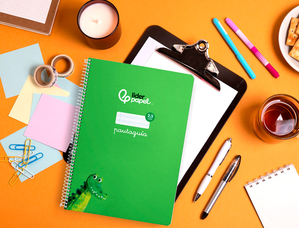 CUADERNO ESPIRAL LIDERPAPEL A4 PAUTAGUIA TAPA BLANDA 80H 75GR CUADRO PAUTADO 2,5MM COLOR VERDE