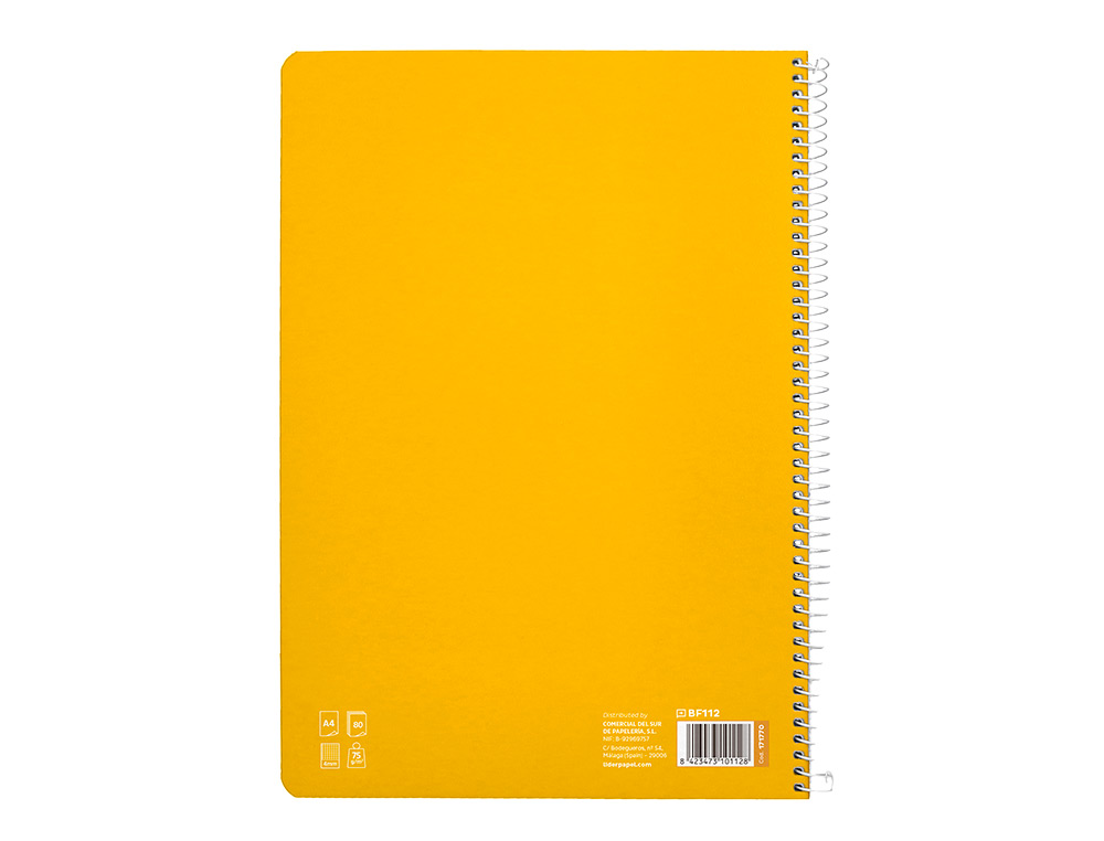 CUADERNO ESPIRAL LIDERPAPEL A4 PAUTAGUIA TAPA BLANDA 80H 75 GR CUADRO PAUTADO 4MM COLOR AMARILLO