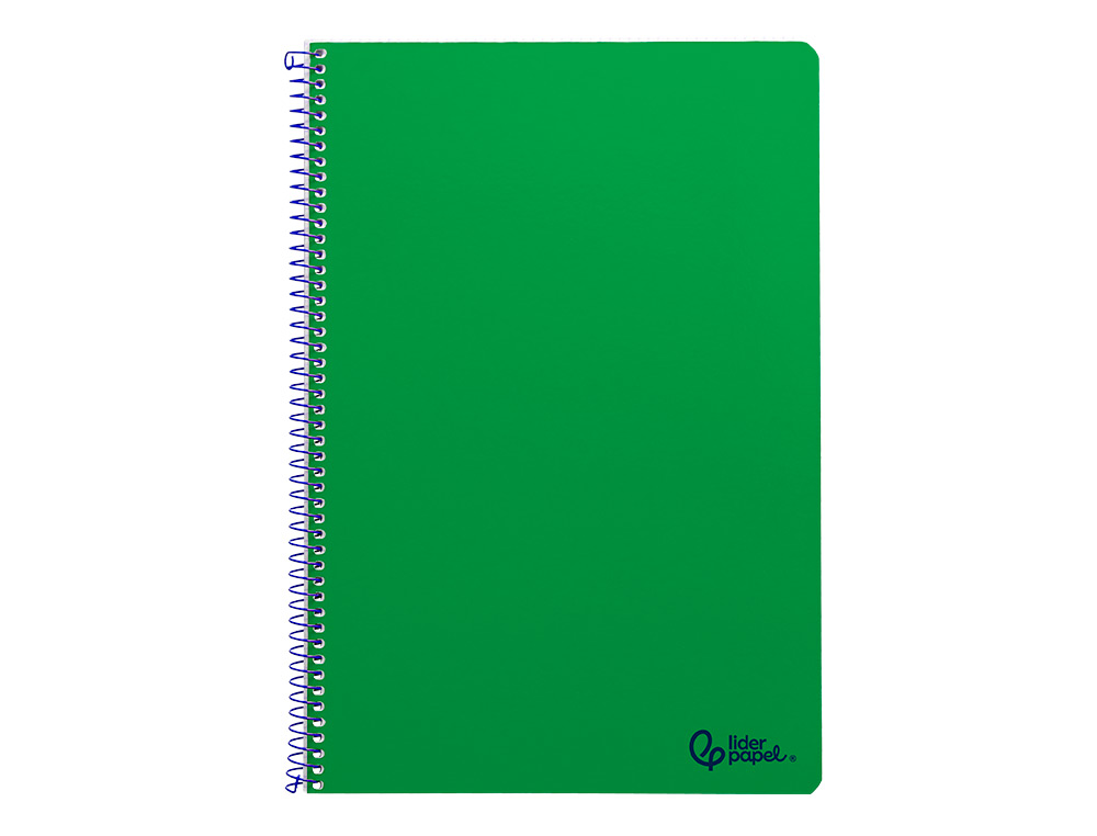 CUADERNO ESPIRAL LIDERPAPEL A4 SMART TAPA BLANDA 80H 75GR CUADRO 4MM CON MARGEN COLOR VERDE