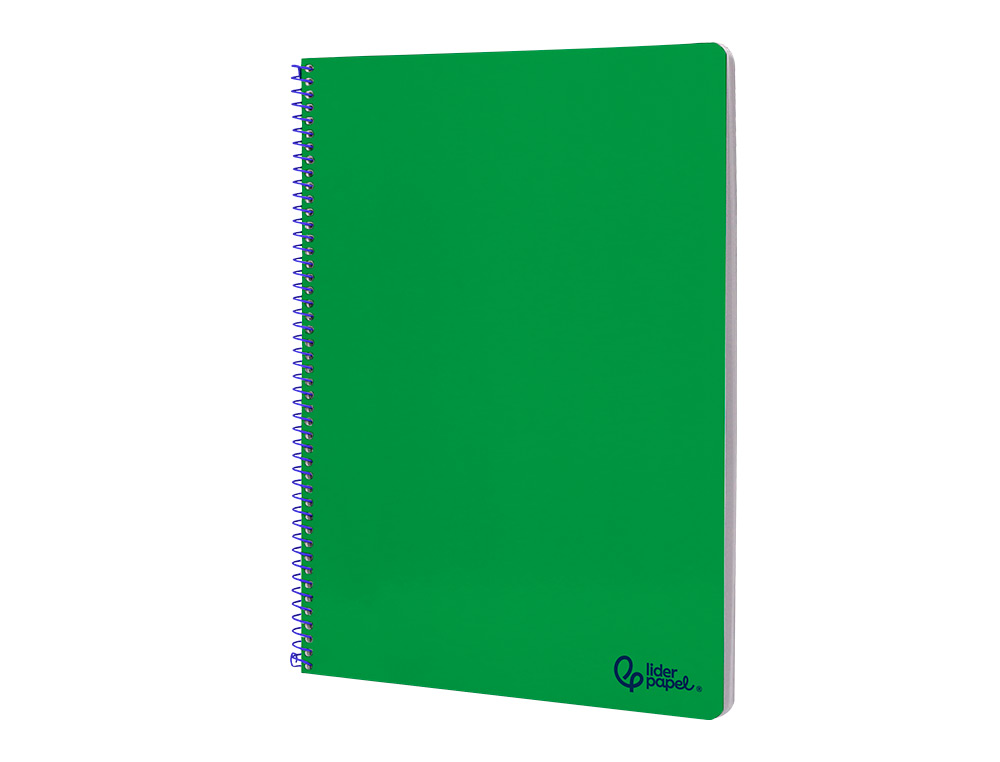 CUADERNO ESPIRAL LIDERPAPEL A4 SMART TAPA BLANDA 80H 75GR CUADRO 4MM CON MARGEN COLOR VERDE