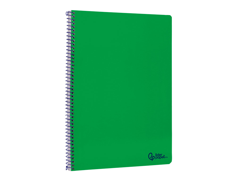 CUADERNO ESPIRAL LIDERPAPEL A4 SMART TAPA BLANDA 80H 75GR CUADRO 4MM CON MARGEN COLOR VERDE
