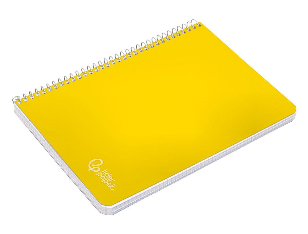 CUADERNO ESPIRAL LIDERPAPEL A4 WITTY TAPA DURA 80H 90GR CUADRO 4MM CON MARGEN COLOR AMARILLO