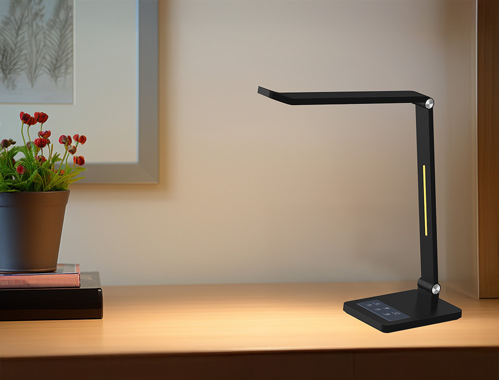LAMPARA DE ESCRITORIO Q-CONNECT 10W 550 LM TACTIL 3 NIVELES COLOR BRAZO OSCILANTE NEGRO