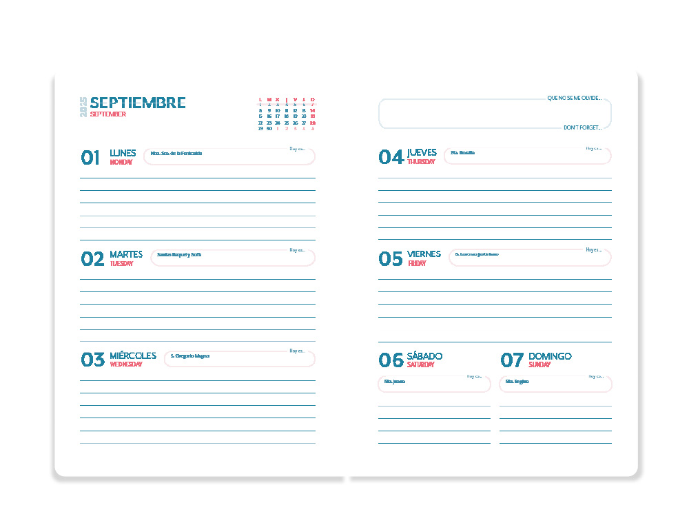 AGENDA ESCOLAR LIDERPAPEL 25-26 ESPIRAL WAVES ROSA SEMANA VISTA A5 BILINGE PAPEL FSC 80 GR