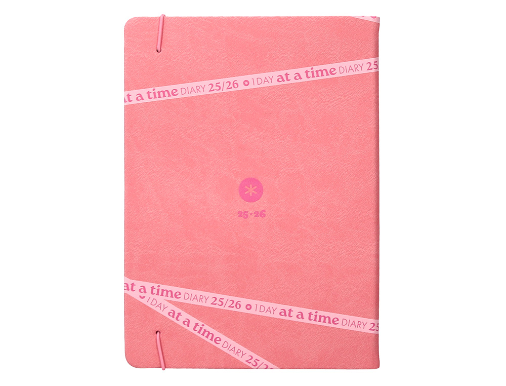 AGENDA ESCOLAR ANTARTIK 25-26 ENCUADERNADA GO! SIMIL PIEL ROSA SEMANA VISTA A5 BILINGÜE PAPEL FSC 80 GR