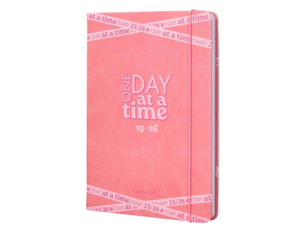 AGENDA ESCOLAR ANTARTIK 25-26 ENCUADERNADA GO! SIMIL PIEL ROSA SEMANA VISTA A5 BILINGÜE PAPEL FSC 80 GR