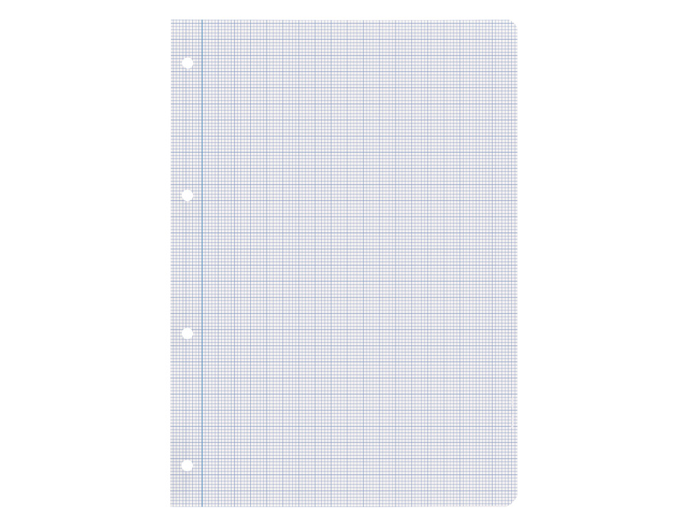 RECAMBIO LIDERPAPEL A4 100 HOJAS 75GR MILIMETRADO 2 MM SIN MARGEN 4 TALADROS