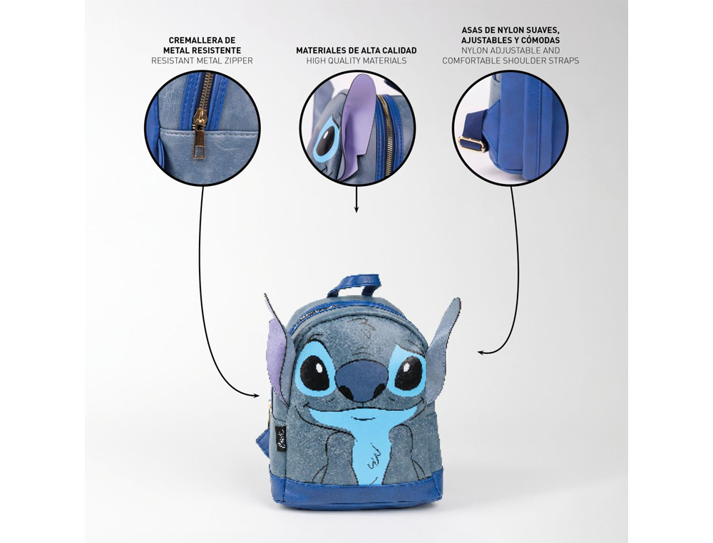 MOCHILA CASUAL MODA APLICACIONES STITCH 195X240X110 MM