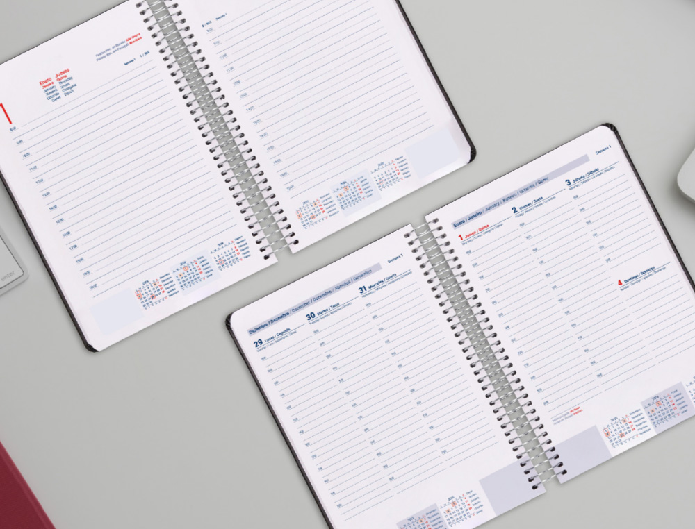 AGENDA ESPIRAL LIDERPAPEL CLASSIC A4 2026 SEMANA VISTA NEGRO PAPEL 70 GR FSC