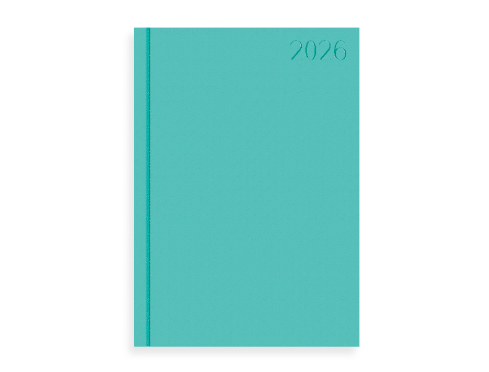 AGENDA ENCUADERNADA LIDERPAPEL CORFU A5 2026 DIA PAGINA VERDE MENTA PAPEL 60 GR FSC