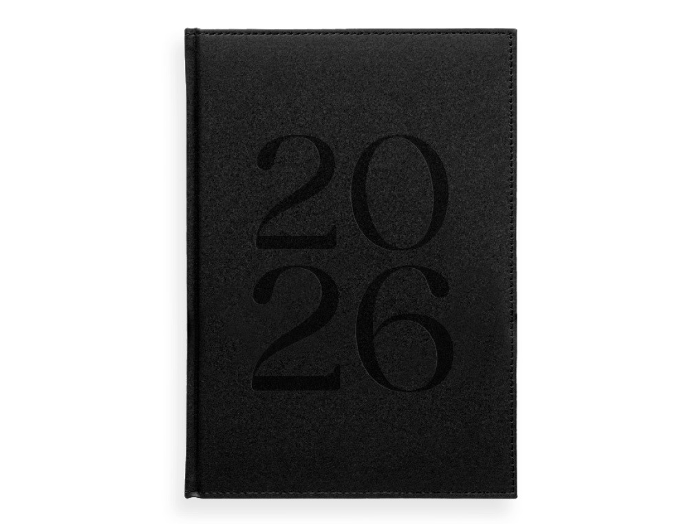 AGENDA ENCUADERNADA LIDERPAPEL CRETA 150X210 MM 2026 SEMANA VISTA NEGRO PAPEL 70 GR FSC
