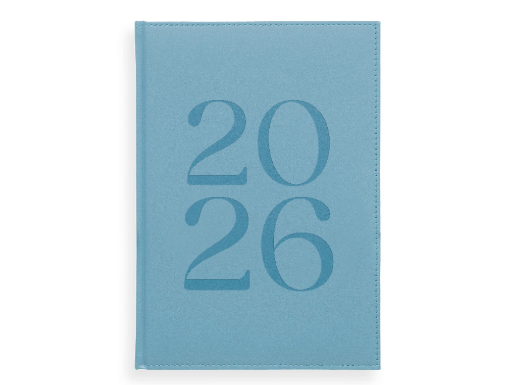 AGENDA ENCUADERNADA LIDERPAPEL CRETA 170X240 MM 2026 DIA PAGINA AZUL CLARO PAPEL 70 GR FSC
