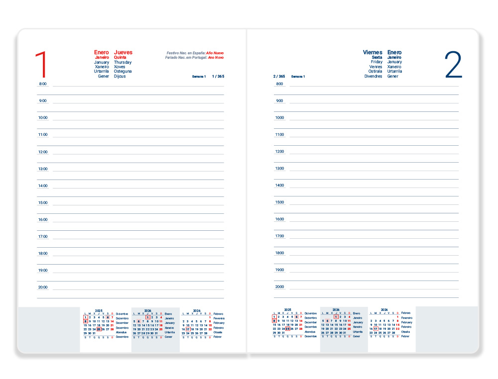 AGENDA ENCUADERNADA LIDERPAPEL CRETA 170X240 MM 2026 DIA PAGINA AZUL CLARO PAPEL 70 GR FSC