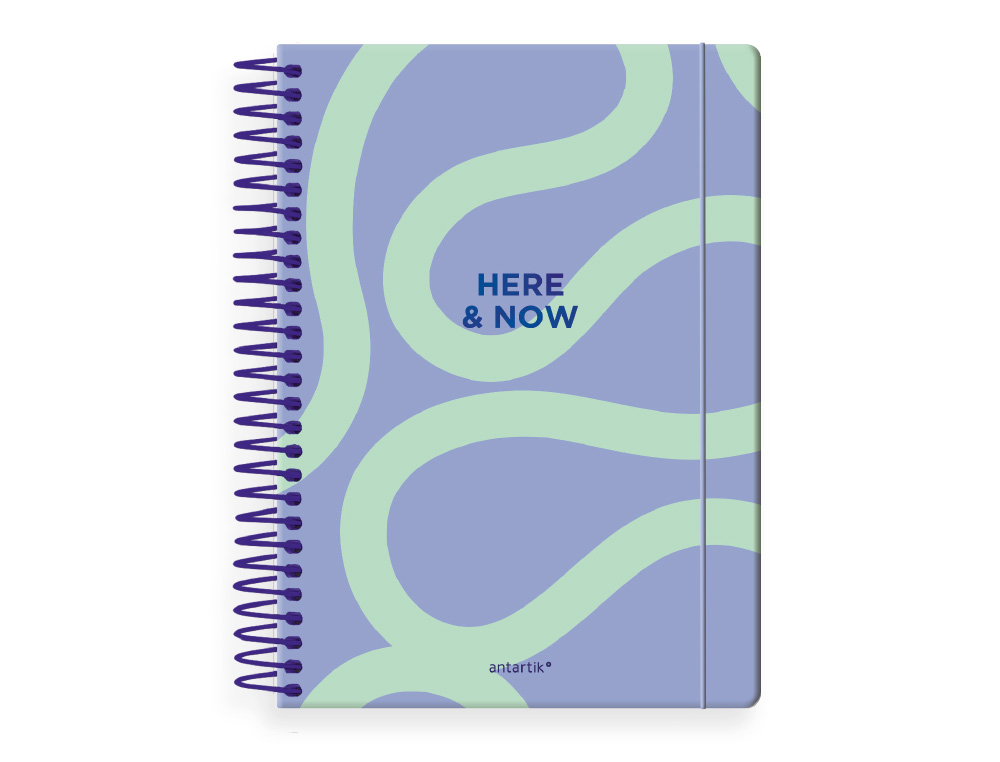 AGENDA ESPIRAL ANTARTIK HERE AND NOW A5+ 2026 DÍA PÁGINA MORADO PAPEL 80G FSC