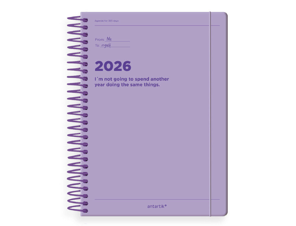 AGENDA ESPIRAL ANTARTIK MANIFEST A5+ 2026 DA PGINA MORADO PAPEL 80G FSC