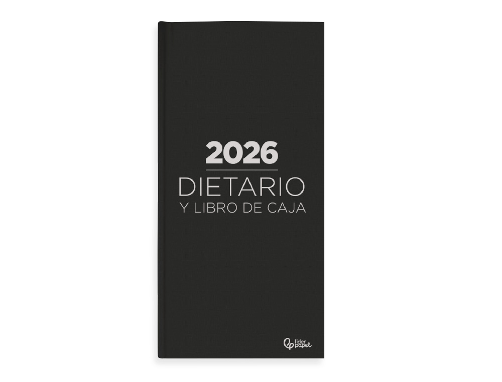 DIETARIO LIDERPAPEL 2026 OCTAVO 120X165 MM DIA PAGINA COLOR NEGRO PAPEL 70 GR FSC