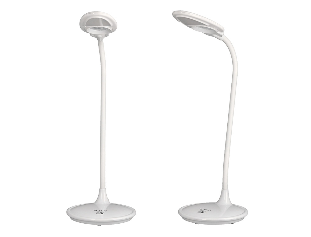 LAMPARA DE ESCRITORIO Q-CONNECT LED 5W 250 LM SENSOR 3 NIVELES COLOR CON LUPA ILUMINACION AJUSTABLE BLANCO