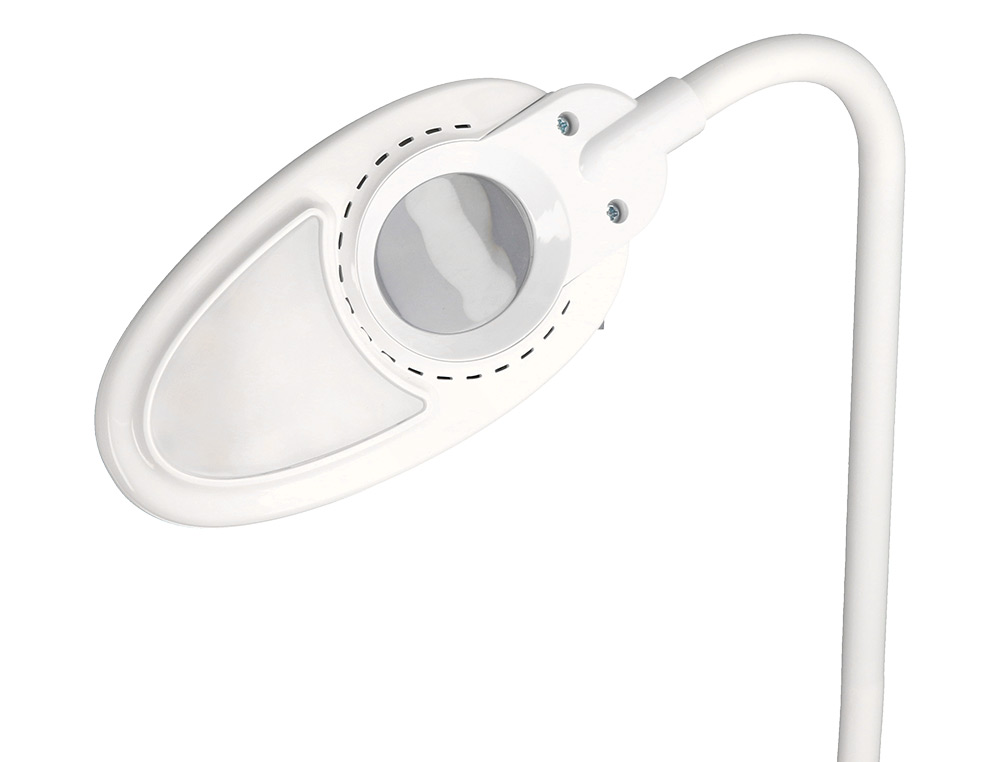 LAMPARA DE ESCRITORIO Q-CONNECT LED 5W 250 LM SENSOR 3 NIVELES COLOR CON LUPA ILUMINACION AJUSTABLE BLANCO