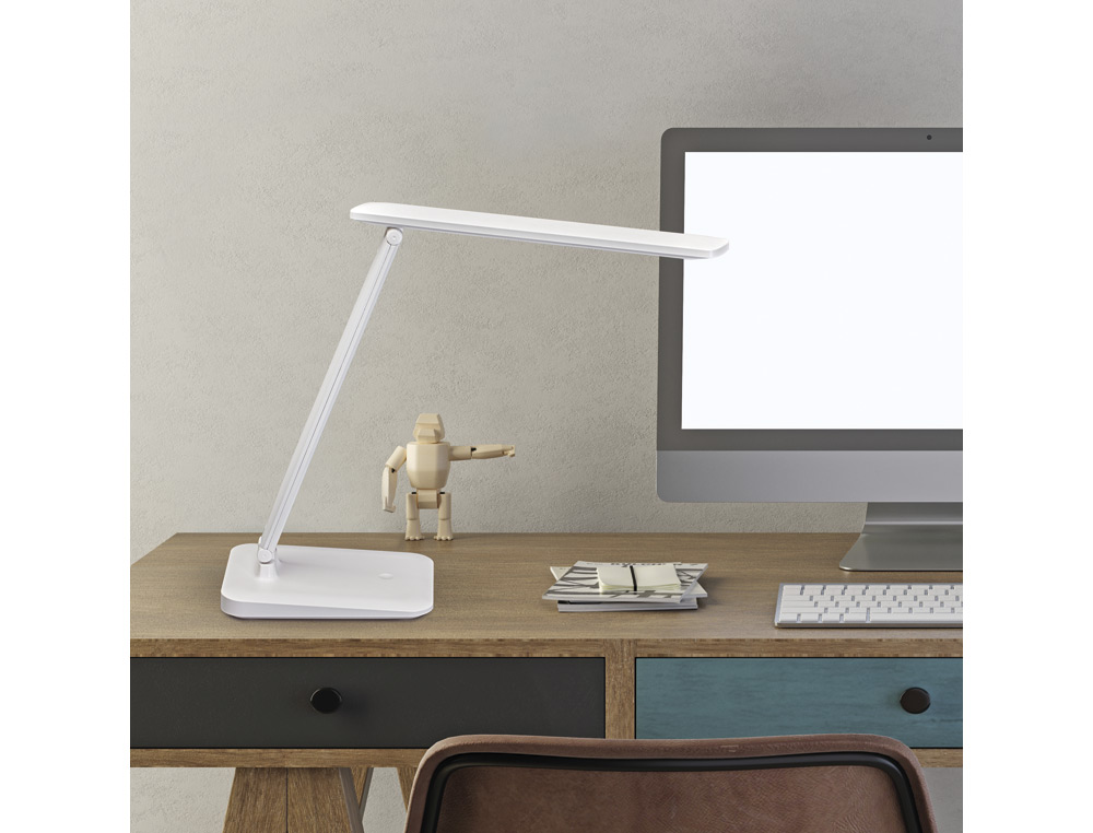 LAMPARA DE ESCRITORIO MAUL LED 2,7W 325LM LUZ AJUSTABLE PANEL TACTIL BRAZO GIRATORIO BLANCA