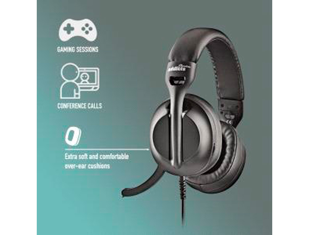 AURICULARES NGS VOX805 CON CABLE ESTEREO USB-C CON CONTROL DE VOLUMEN Y ADAPTADOR USB COLOR NEGRO